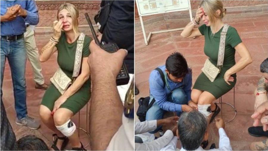 Uma turista espanhola foi atacada na manhã de hoje por macacos no Taj Mahal, tendo sua perna mordida - Reprodução/Redes Sociais