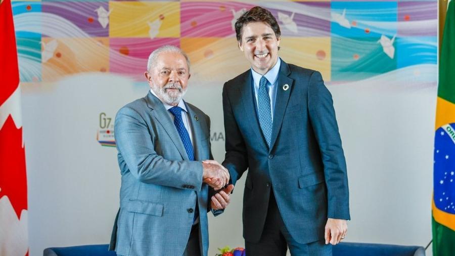 O presidente Luiz Inácio Lula da Silva se encontrou com o primeiro-ministro do Canadá, Justin Trudeau, no Japão - Ricardo Stuckert/PR
