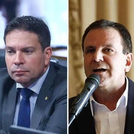 Montagem com as fotos de Alexandre Ramagem e Eduardo Paes