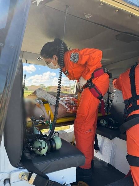 Uma das vítimas socorridas em estado grave foi levada ao hospital de helicóptero - Governo de Alagoas/Divulgação
