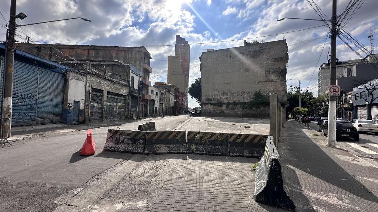 Região do muro construído na 'Cracolândia' depois da dispersão Região do muro construído na 'Cracolândia' depois da dispersão