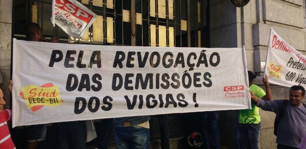 25.mai.2016 - Manifestação contrária à demissão de vigias na rede municipal de ensino de Belo Horizonte na capital mineira. Conforme o sindicato, aproximadamente 400 pessoas percorreram ruas do centro da cidade - Sindrede-BH/Divulgação