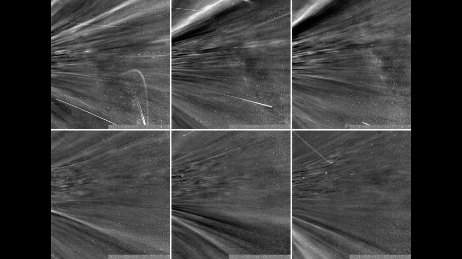 Detalhe das estruturas fotografadas pela sonda Parker Solar Probe  - NASA/Johns Hopkins APL/Laboratório de Pesquisa Naval