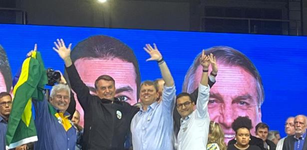 30.jul.2022 - Jair Bolsonaro (PL) na convenção do Republicanos, que oficializou a candidatura do ex-ministro Tarcísio Gomes de Freitas ao governo de São Paulo