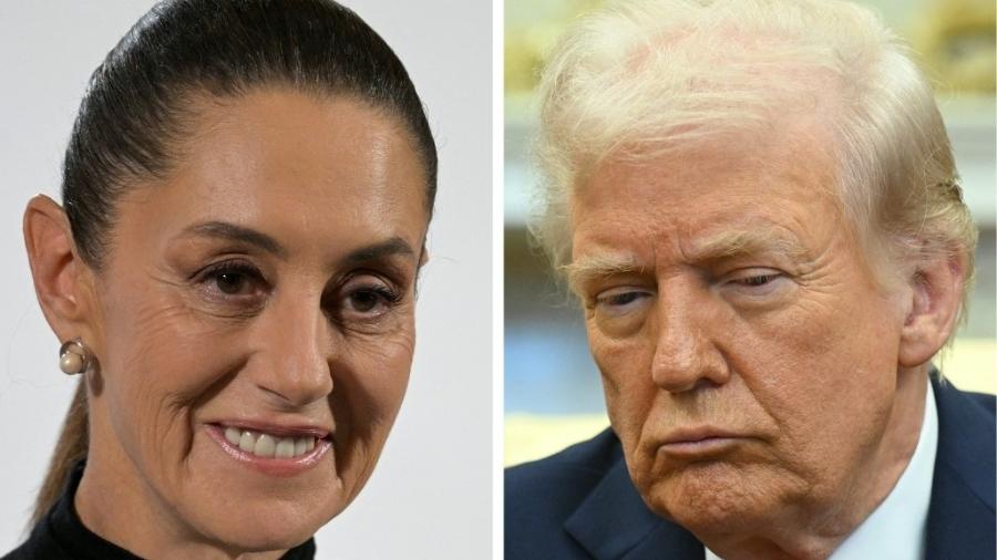 A presidente do México, Claudia Sheinbaum, e o presidente dos EUA, Donald Trump A presidente do México, Claudia Sheinbaum, e o presidente dos EUA, Donald Trump
