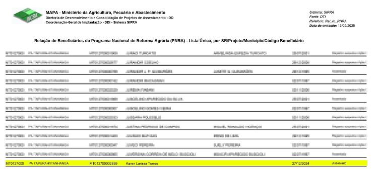 Karen Larissa Torres, assessora jurídica da Defensoria Pública do Estado em Tangará da Serra (MT), aparece no cadastro oficial como beneficiária do Programa Nacional de Reforma Agrária Karen Larissa Torres, assessora jurídica da Defensoria Pública do Estado em Tangará da Serra (MT), aparece no cadastro oficial como beneficiária do Programa Nacional de Reforma Agrária