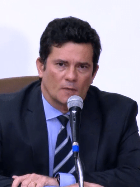 24.abril.2020 - Sergio Moro durante entrevista coletiva após exoneração de diretor da PF - Reprodução/TV Globo