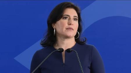Simone Tebet no lançamento de sua pré-candidatura em 2022 pelo MDB - Reprodução