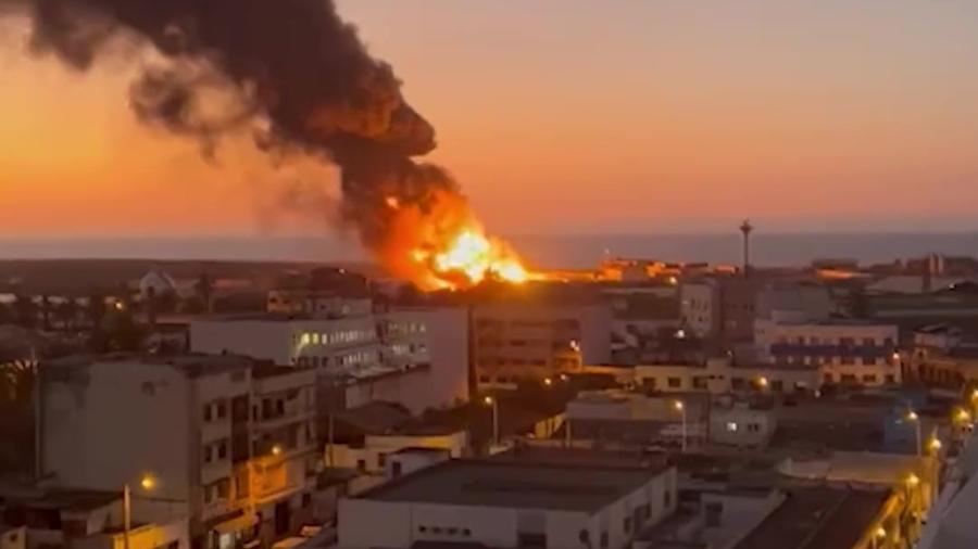 Explosão em porto no Marrocos - Reprodução/Redes Sociais