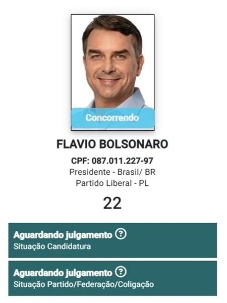 O candidato à Presidência Flávio Bolsonaro (PL) no Divulgacand