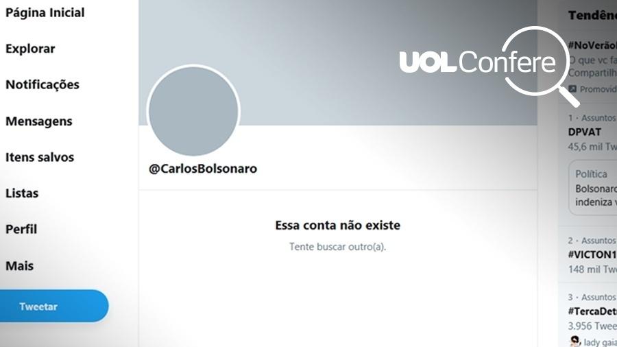 Perfil de Carlos Bolsonaro no Twitter aparece sem posts nesta quarta-feira (12) - Reprodução