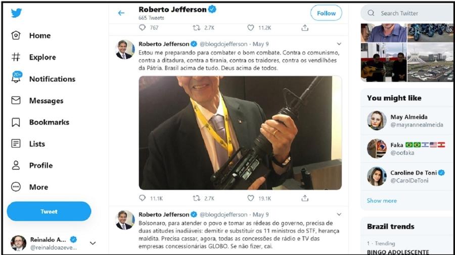 Ex-deputado segura fuzil, quando disse haver "golpe" contra Bolsonaro e pediu "demissão" de ministros - Reprodução/Twitter