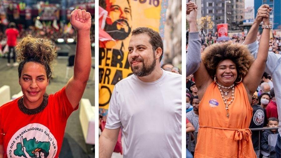 Rosa Amorim, Guilherme Boulos e Ediane Maria - Olívia Godoy e Divulgação Campanha PSOL