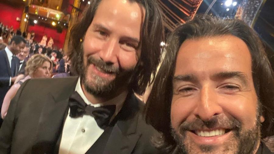 Ricardo Stuckert com o ator Keanu Reeves - Reprodução/Twitter/@ricardostuckert