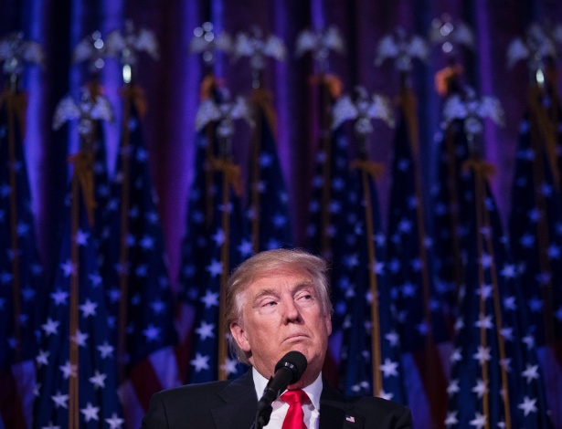 15.jan.2017 - O presidente eleito Donald Trump na festa de eleição no New York Hilton Midtown, em Manhattan - Damon Winter/The New York Times