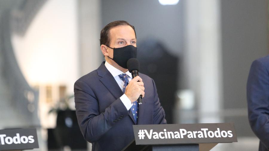 1º.fev.2021 - Governador de São Paulo, João Doria (PSDB), durante entrevista sobre a pandemia - Divulgação