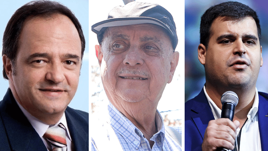 Mauro Tramonte (Republicanos), Fuad Noman (PSD) e Bruno Engler (PL) - Reprodução/Redes sociais, Gilson Lobo/AGIF/Folhapress e Heuler Andrey/DiaEsportivo/Folhapress