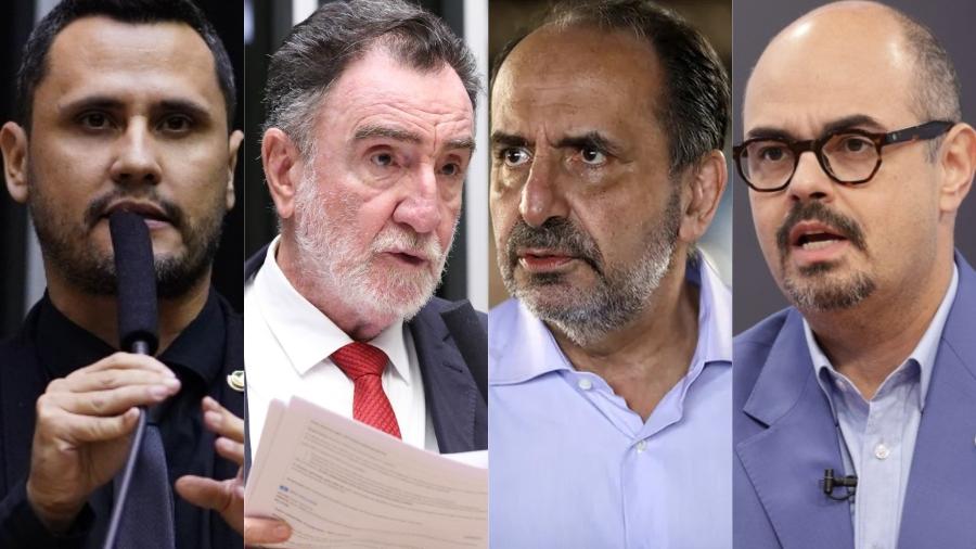 O senador Cleitinho Azevedo, o deputado federal Patrus Ananias, o ex-prefeito de Belo Horizonte Alexandre Kalil e o governador de MG, Mateus Simões O senador Cleitinho Azevedo, o deputado federal Patrus Ananias, o ex-prefeito de Belo Horizonte Alexandre Kalil e o governador de MG, Mateus Simões