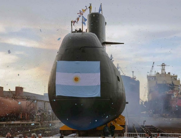 O submarino argentino ARA San Juan, desaparecido em novembro de 2017 com 44 pessoas a bordo - Ministro da Defesa Argentina / Divulgação