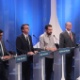17.ago.2018 - Os candidatos à Presidência da República Cabo Daciolo (Patriota), Jair Bolsonaro (PSL), Guilherme Boulos (PSOL) e Ciro Gomes (PDT) participam de debate eleitoral entre os candidatos a presidente promovido pela RedeTV!, em parceria com a revista IstoÉ, em estúdio da emissora em Osasco (SP), na noite desta sexta-feira, 17 - Daniel Teixeira/Estadão Conteúdo
