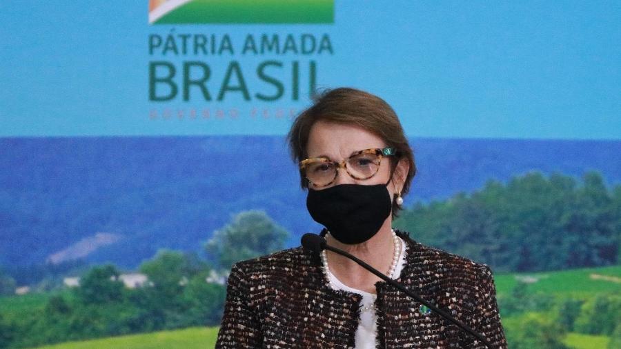 17.jun.2020 - A Ministra da Agricultura, Tereza Cristina, durante o lançamento do Plano Safra 2020/2021 - Frederico Brasill / Estadão Conteúdo
