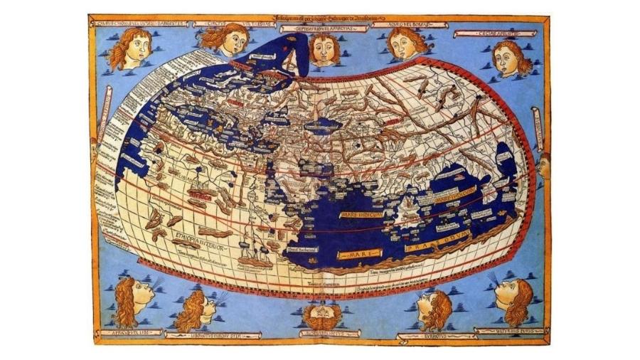 Mapa do astrônomo e geógrafo grego Claudio Ptolomeo. - Getty Images