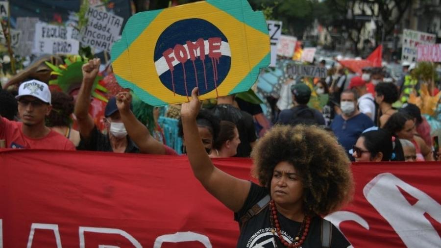 Protesto contra a fome em São Paulo em abril de 2022 - Getty Images