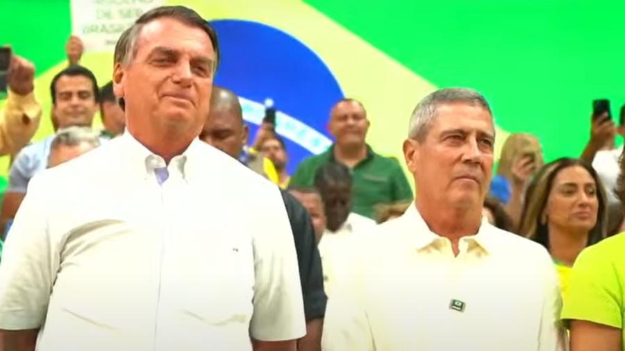 Jair Bolsonaro e Walter Braga Netto, nomes da chapa do PL à Presidência da República, durante convenção do partido no Rio de Janeiro - Youtube/Youtube Jair Bolsonaro