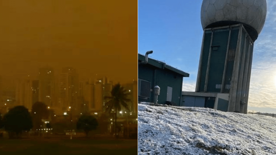 Ribeirão Preto ficou com o céu coberto de fumaça devido incêndios florestais. Santa Catarina registrou neve neste final de semana