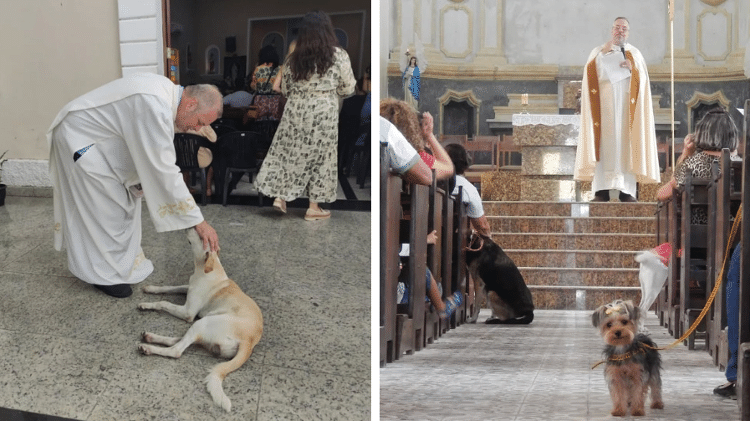  Padre João Paulo Araújo Gomes ajuda a achar lar para animais ao final da missa