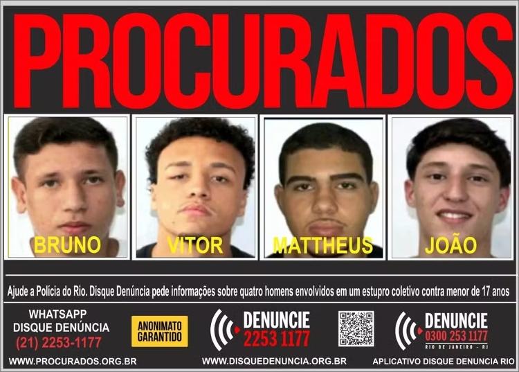02.mar.26 - Polícia Civil do Rio divulgou imagens dos quatro jovens suspeitos de praticar estupro coletivo contra adolescente em Copacabana