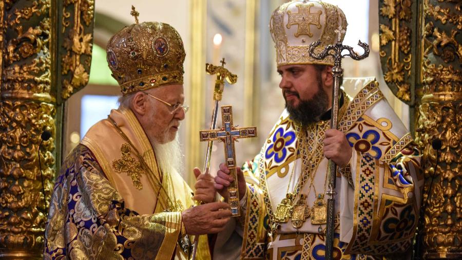 6.jan.2019 - Patriarca Bartolomeu I durante a missa da Epifania - Bulent Kilic/AFP