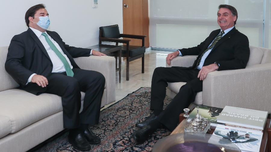 O presidente Jair Bolsonaro e o presidente da Câmara, Rodrigo Maia, no Palácio do Planalto, na quinta-feira (14) - Isac Nóbrega/PR