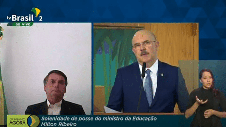 Milton Ribeiro discursa durante sua posse no Ministério da Educação, em 2020 - Reprodução/TV Brasil