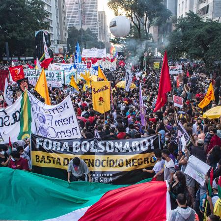 29.mai.2021 - Manifestação contra o presidente Jair Bolsonaro na avenida Paulista no último sábado (29) - Yuri Murakami/Estadão Conteúdo