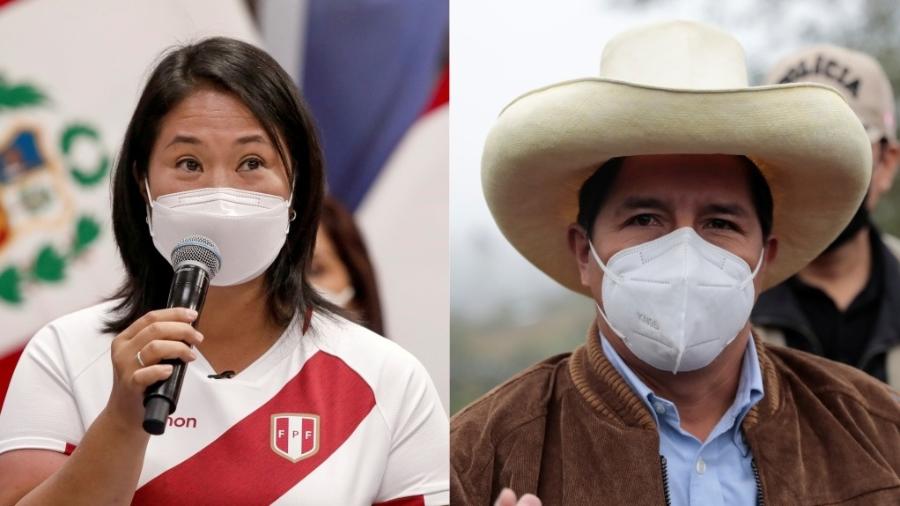 Keiko Fujimori (Força Popular) e Pedro Castillo (Peru Livre), que disputaram à presidência do Peru em 2021 - Angela Ponce e Alessandro Cinque/Reuters