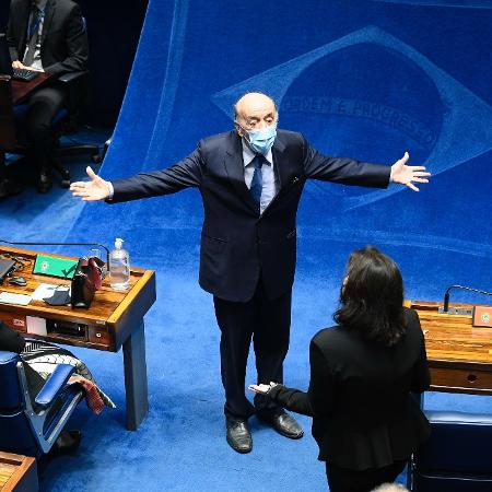 Foto tirada em 01/02/2021 - Senador José Serra PSDB) em plenário - Marcos Oliveira/Agência Senado