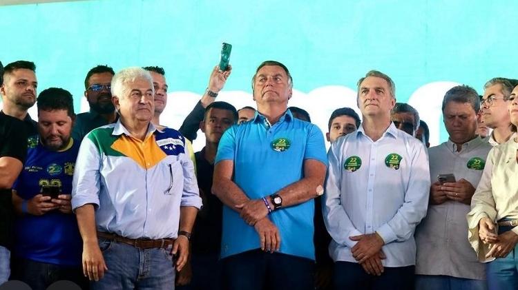 Bolsonaro, Tarcísio e Marcos Pontes em evento de campanha de Renato Bolsonaro, em Registro