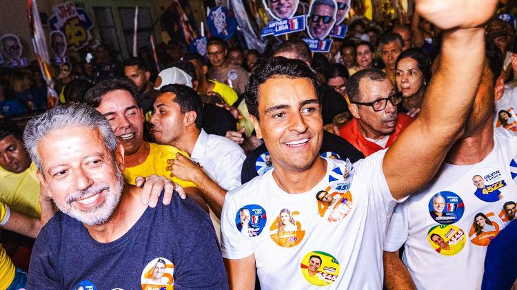 Arthur Lira e JHC em ato de campanha em Maceió