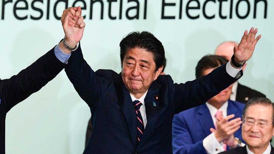 20.set.2018 - O primeiro-ministro do Japão, Shinzo Abe - MARTIN BUREAU/AFP