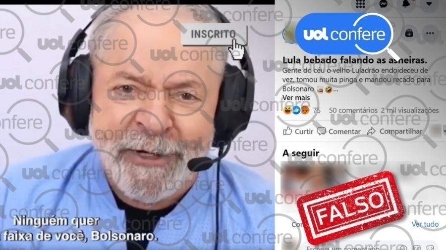 3.ago.2021 - Vídeo é adulterado para fazer parecer que Lula deu entrevista bêbado - Reprodução/Facebook