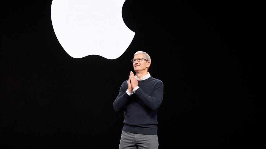Tim Cook durante lançamentos dos serviços da Apple, em 2019 - Divulgação/Apple
