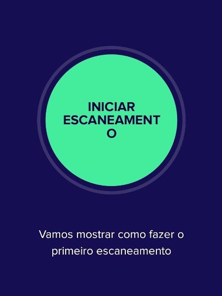 Aplicativo Avast, antivírus; botão para primeiro escaneamento - Reprodução - Reprodução