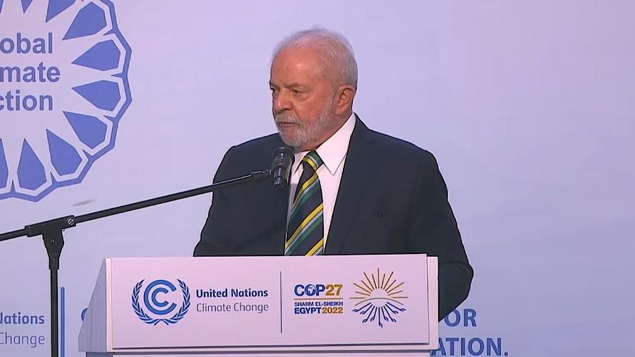 Lula discursando na COP 27 - Reprodução/Youtube