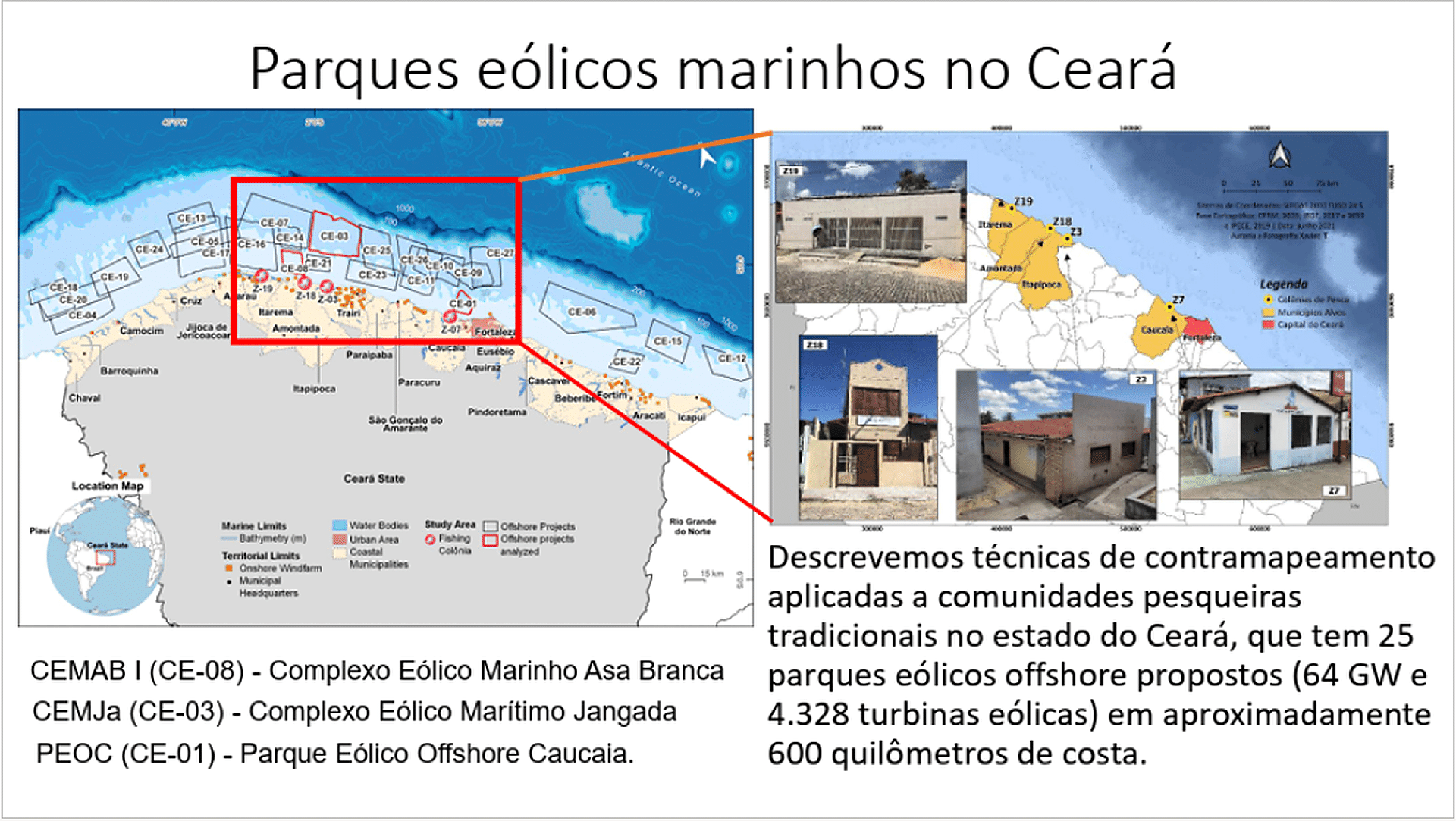 Trecho do estudo coordenador por Adryane Gorayeb mostra áreas das futuras torres no mar - undefined