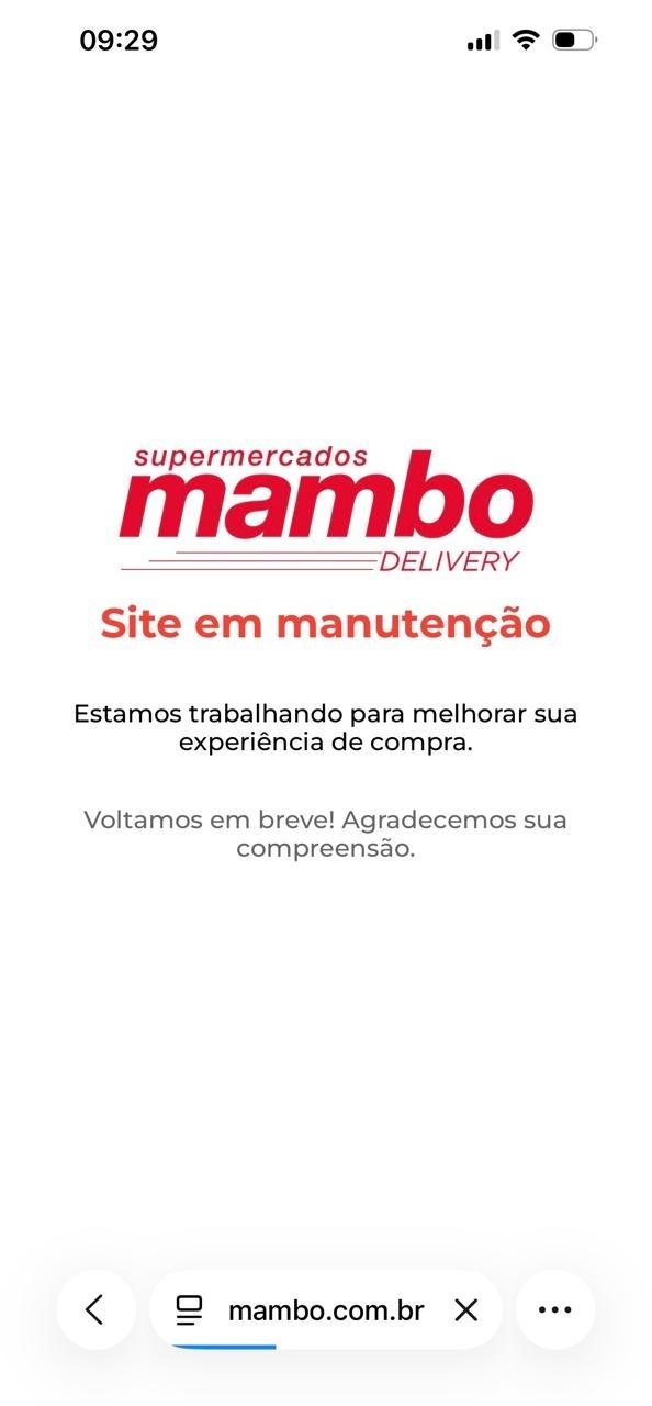 Site do supermercados Mambo fora do ar - out.2026 - undefined