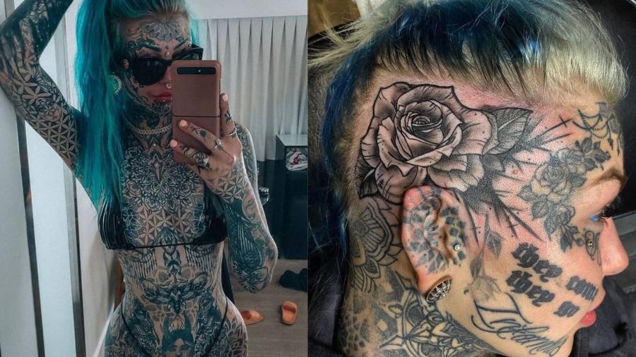 Amber Luke raspou a lateral da cabeça para fazer mais tatuagens  - Reprodução/@ambs_luke09/Instagram