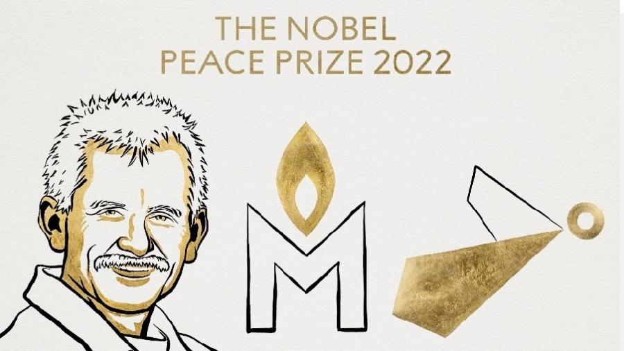 Vencedores do Nobel da Paz 2022: Ales Bialiatski, de Belarus, a organização russa de direitos humanos Memorial e a organização ucraniana de direitos humanos Centro para Liberdades Civis - Divulgação/The Nobel Prize