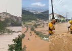 Povo ilhado e bois arrastados: após chuva, enchentes castigam cidades de SC - Reprodução de redes sociais/Corpo de Bombeiros de SC e Corpo de Bombeiros de SC