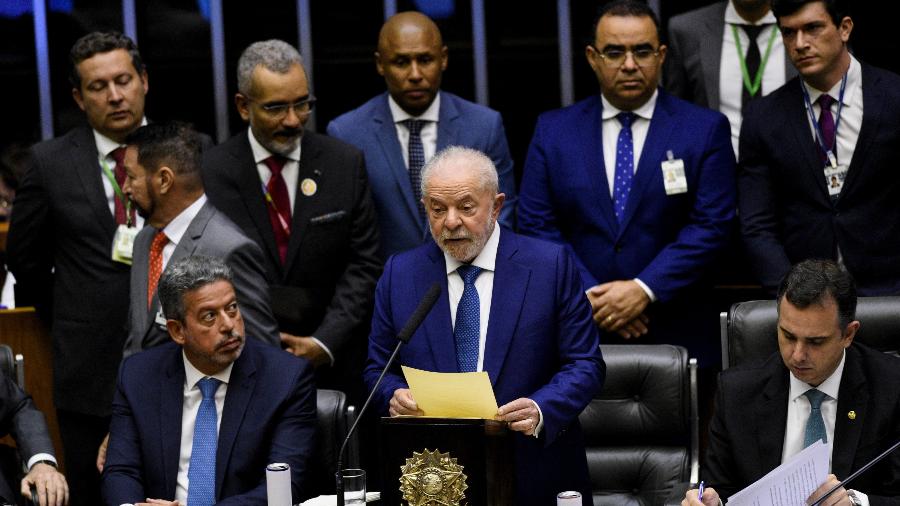 Lula discursa na cerimônia de posse no Congresso Nacional em 1 de janeiro de 2023 - Jacqueline Lisboa/Reuters